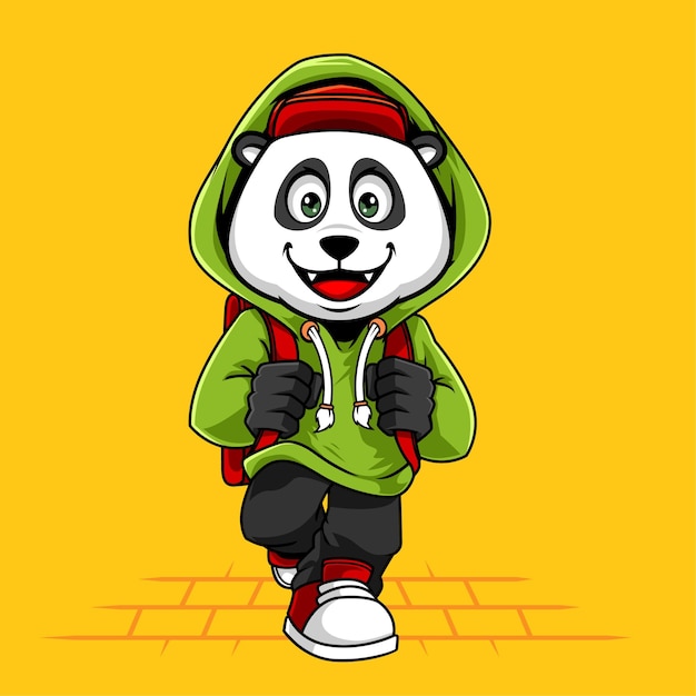 Vector panda running cute cartoon