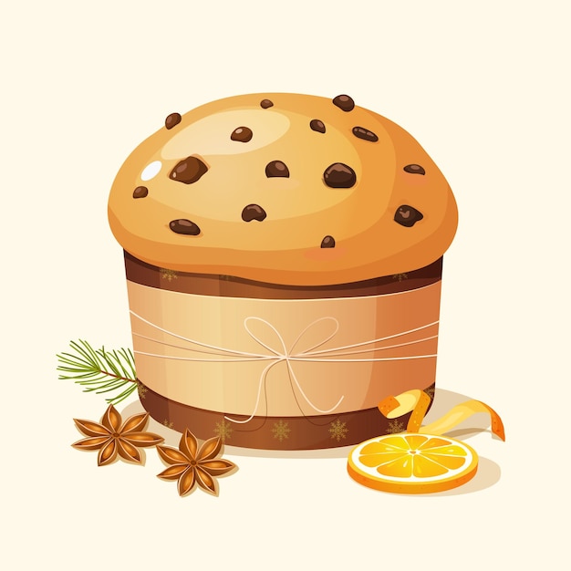 Vector vector panettone illustratie met decoratie