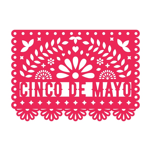 Vector papel picado-wenskaart. cinco de mayo.