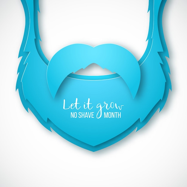 Vector vector paper art blue beard mustache