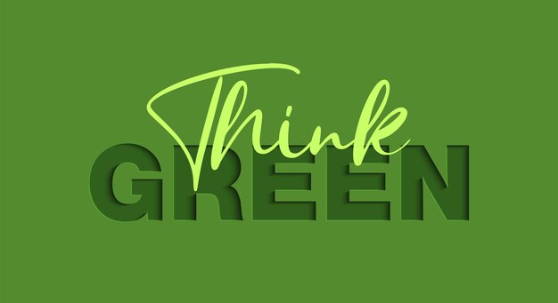 緑の背景にベクトル紙カットバナーThinkGreen