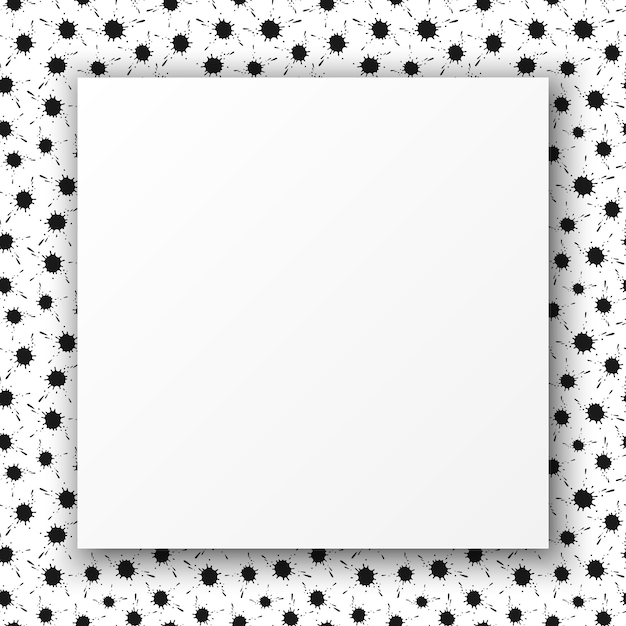 Vector paper cut frame with copy space Abstract black ink spots White paper sheet in square frame