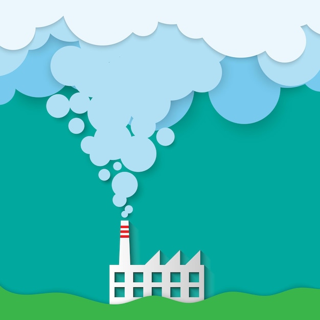 Vector paper cut style of fossil fuel smoke and related