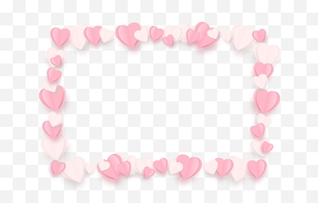 Vector paper hearts png Frame of hearts on an isolated transparent background Design element