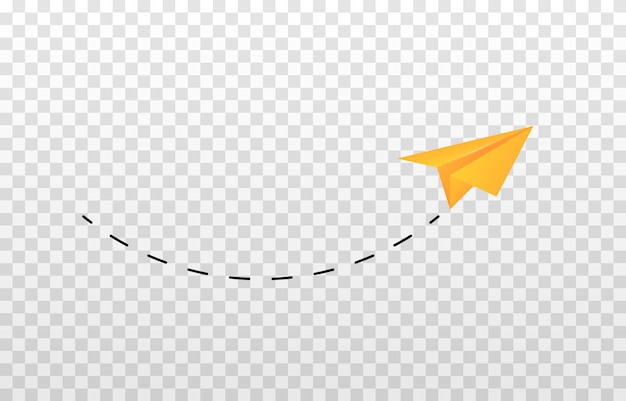 Vector paper plane png Paper plane makes its way on an isolated transparent background