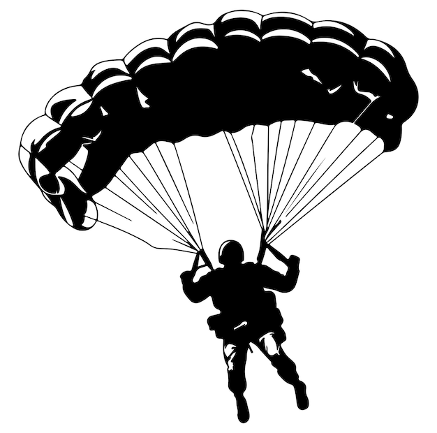 Vector vector parachutespringen silhouetten