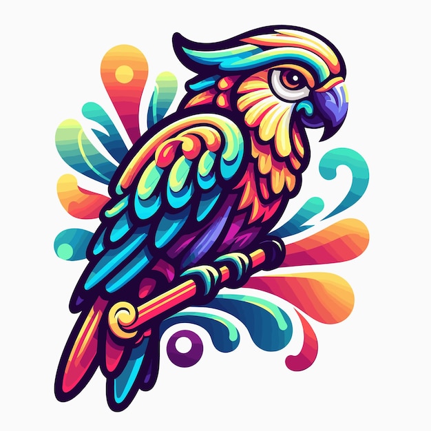 Vector parrot bird gradient colorful logo design Generative Ai