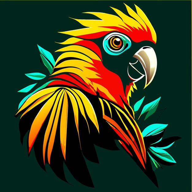Vector parrot with floral background