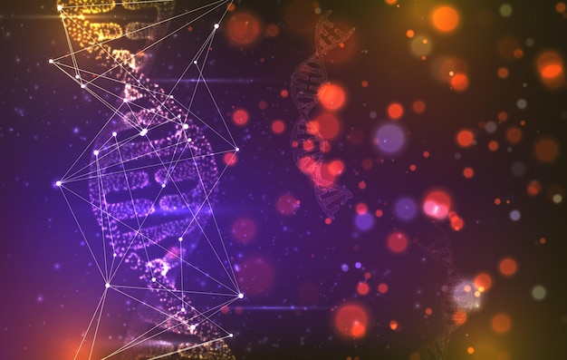 인간의 dna 3d 삼각형 추상 스타일의 벡터 부분