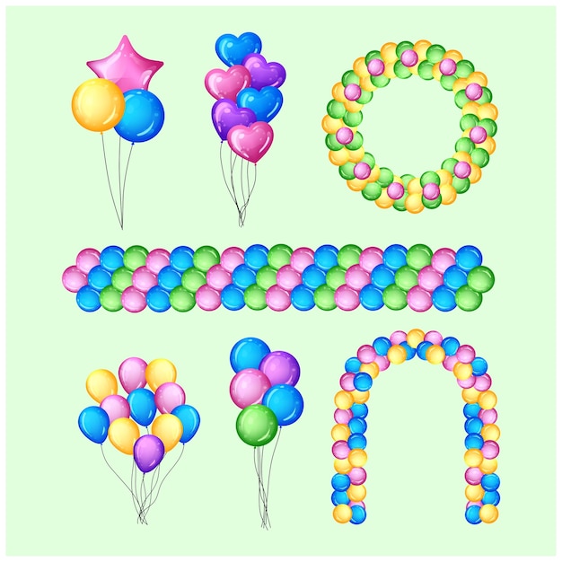 Vector party balloons decoration celebration elements background