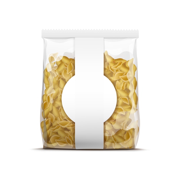 Vector vector pasta shells packaging template isolated