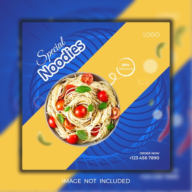Vector vector pasta social media post sjabloonontwerp fastfood restaurant promotie bannerontwerp
