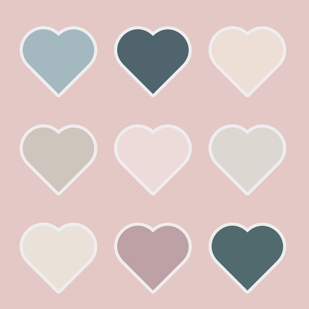 Vector pastel heart set