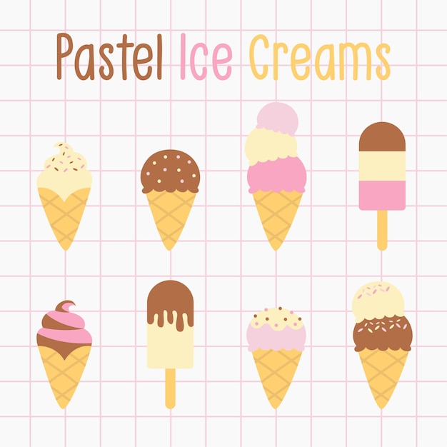 Vector Pastel Ice Creams Collection