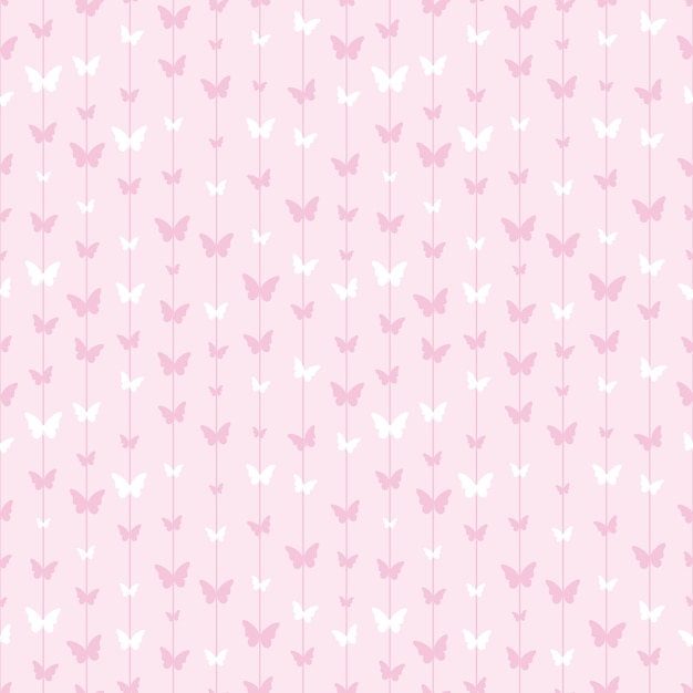 Vector pastel pink and white butterfly stripe pattern background