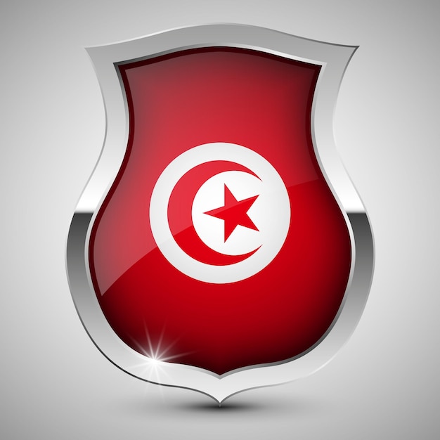 Вектор Патриотический щит с флагом Туниса Элемент воздействия для использования, которое вы хотите сделать из него