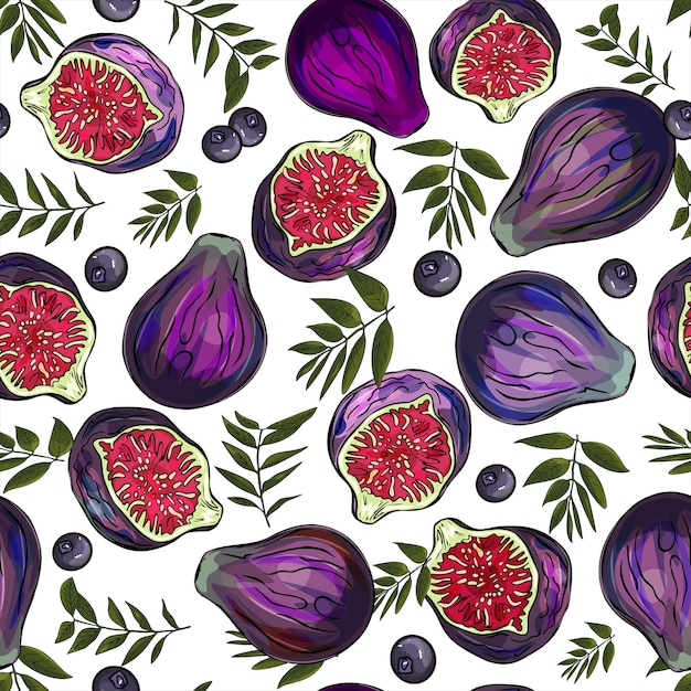 Vector patroon fig Fruit paarse vijgen Logo pictogram print logo leeg voor ontwerpers