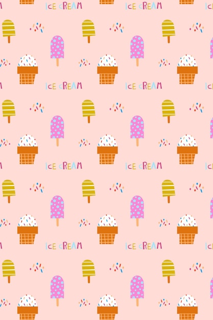 Vector patter with Ice Cream Summer illustration with colorful pattern Assorted ice cream seamless