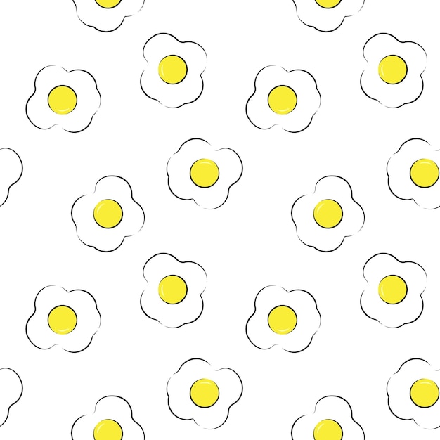 Vector pattern background with fried eggs transparent background