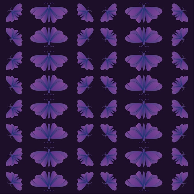 Vector pattern of a beautiful purple butterfly flapping its wings perfect for design illustration and background