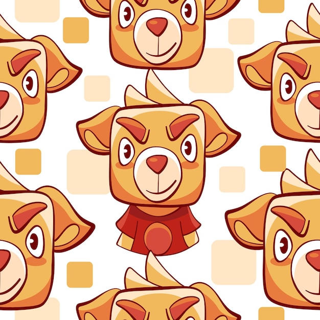Vector pattern of cartoon cute funny dog