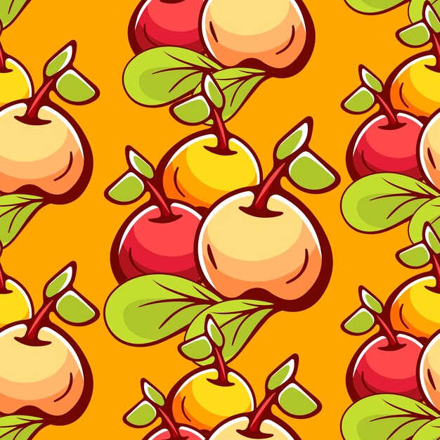 Vector pattern in cartoon style with apples