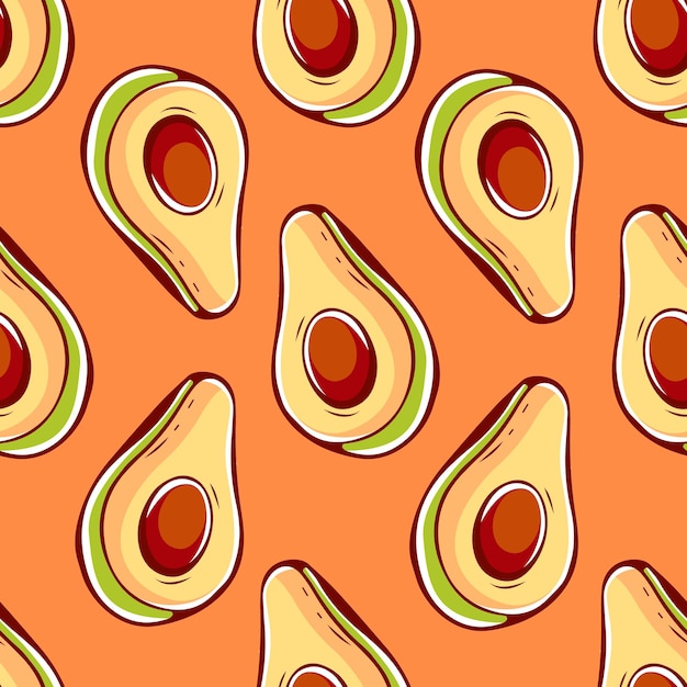 Vector pattern in cartoon style with avocado