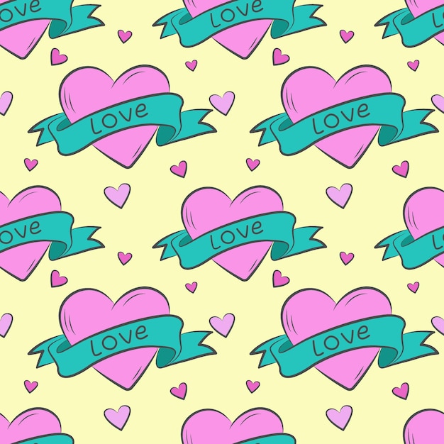 Vector pattern of cute illustrations for valentine's day, wedding, for websites and interfaces