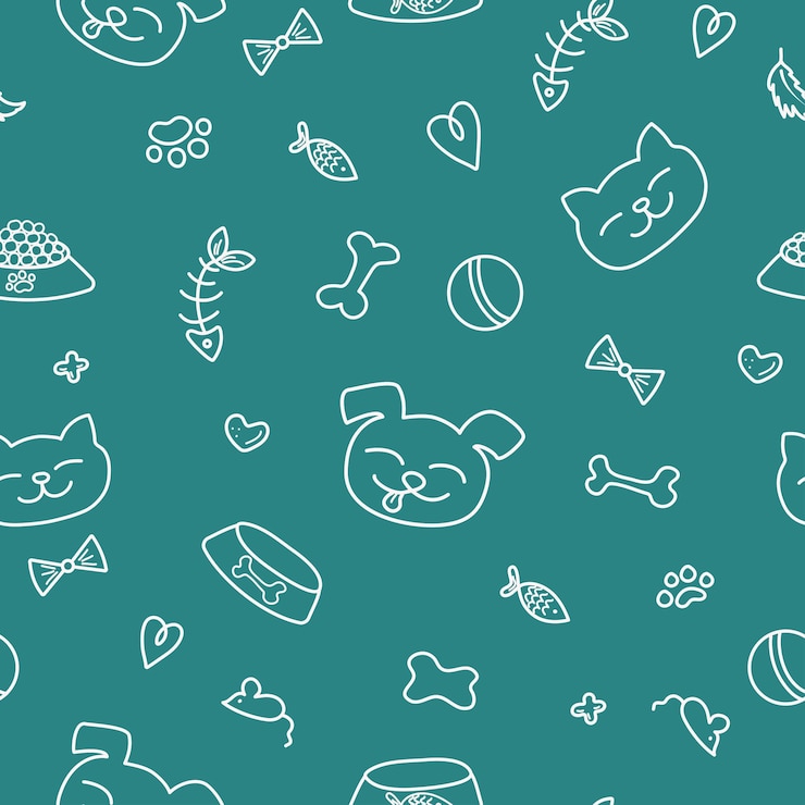 Vector vector pattern dogs cats pet food