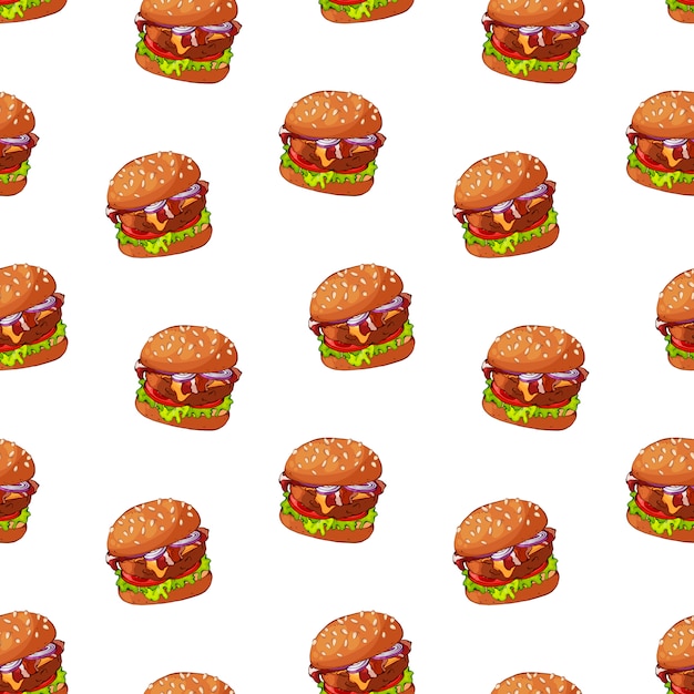 Vector vector pattern on the fast food theme: burger.