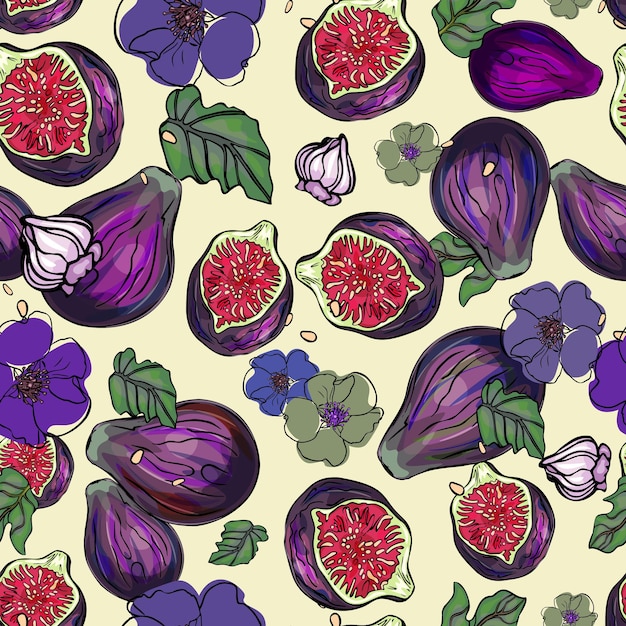 Vector pattern fig Fruits purple figs Logo icon print logo blank for designers