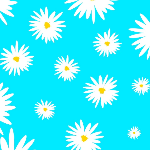 Вектор Векторный рисунок иллюстрирует белые цветы ромашки на синем фоне eps10