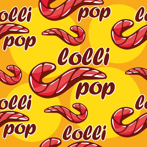 Vector pattern of lollipops in cartoon style