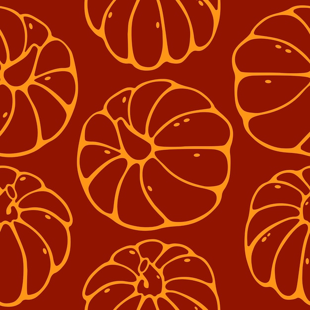 Vector vector pattern on the theme of pumpkins in a cute cartoon style