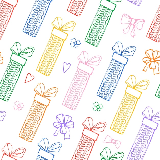 Vector pattern of various gift boxes easily editable background Flat design for fabric paper