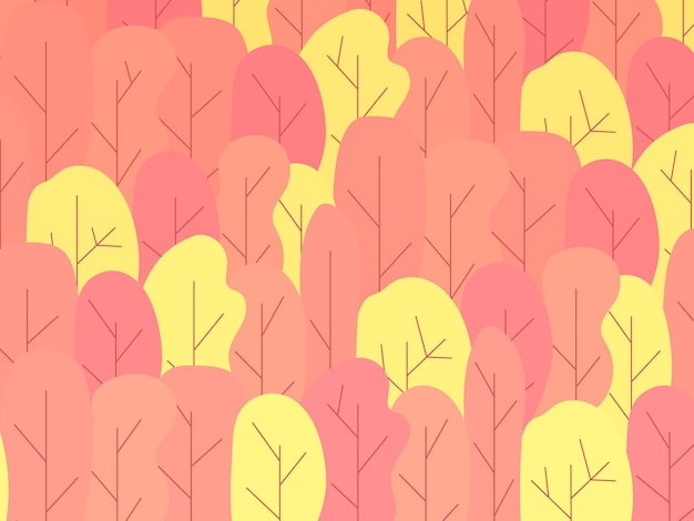 Vector pattern with autumn forest. Stylized colorful trees