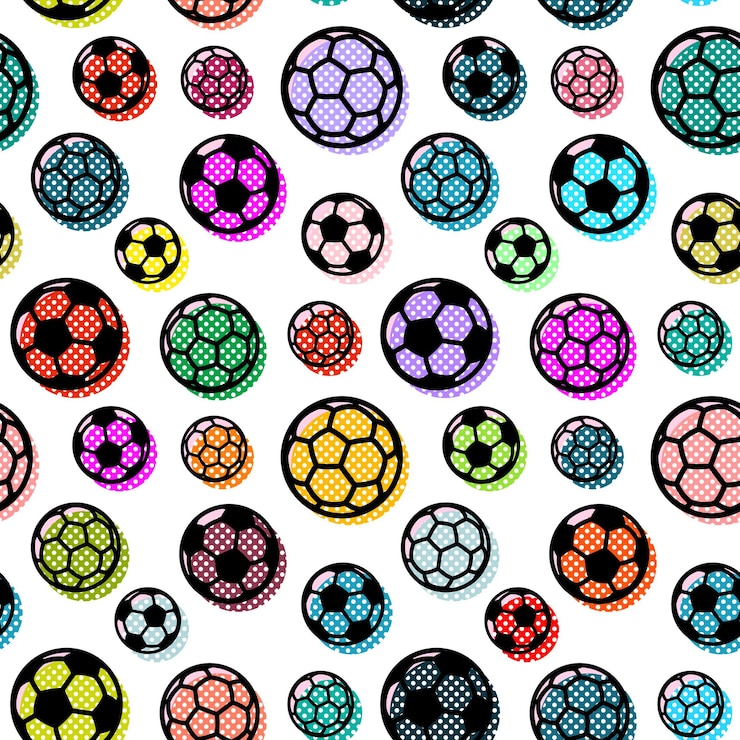 Vector vector pattern with colorful soccer balls