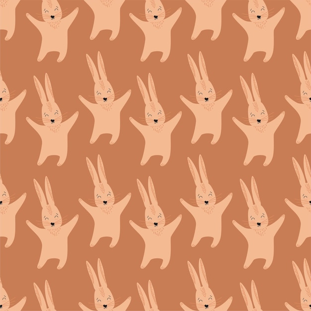 Vector vector pattern with a cute cartoon bunny in pastel colors background design for children's room clothes bedding stationery