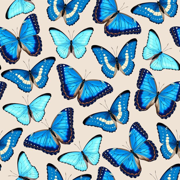 Vector vector pattern with high detailed tropic butterfly