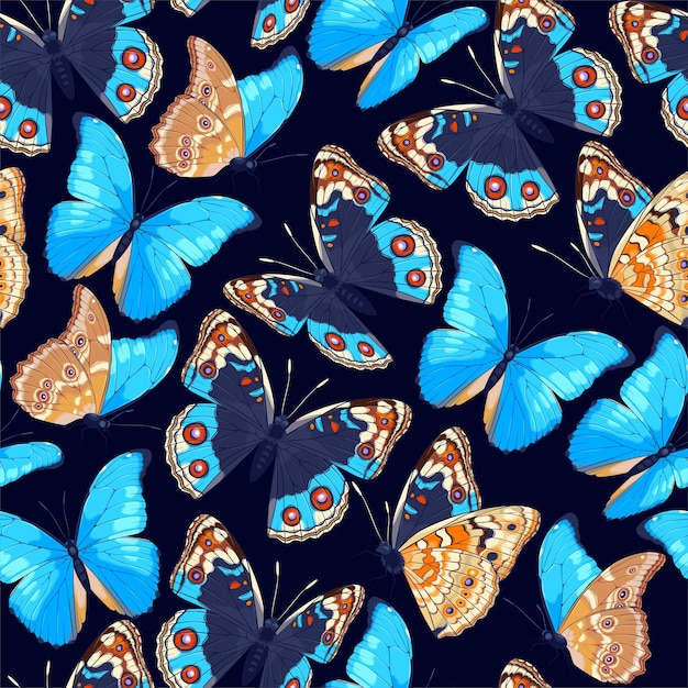 Vector vector pattern with high detailed tropic butterfly