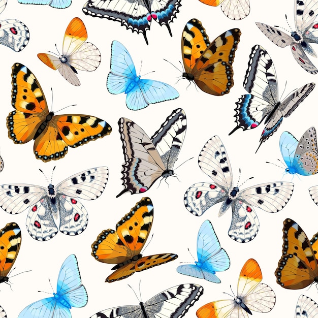 Vector pattern with high detailed vivid butterfly