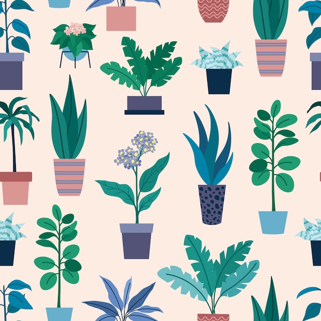 Vector pattern with indoor plants