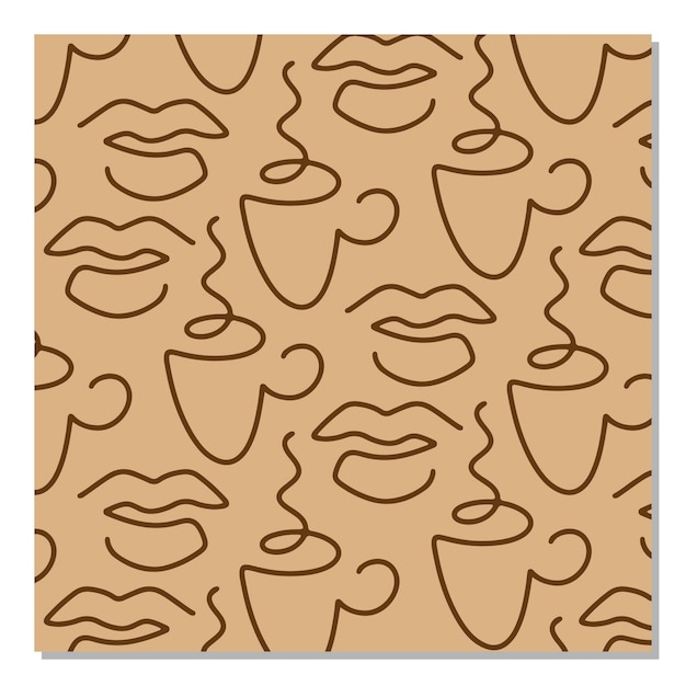 Vector pattern with lips and a cup of coffee. design for coffee lovers and connoisseurs