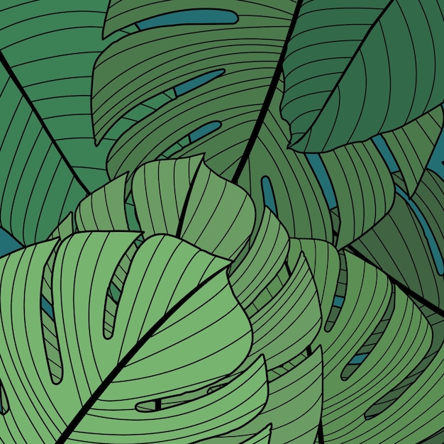 Vector vector pattern with tropical leaves