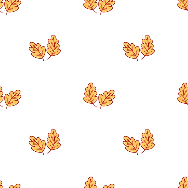 Vector pattern with two yellow oak leaves an isolated element on a white background