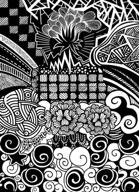 Modello vettoriale con sfondo zentangle