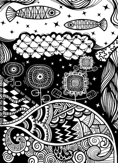 Vector pattern with zentangle background