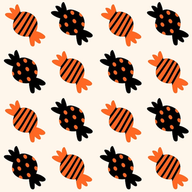 vector patterns with candies in black and orange colors Happy Halloween Great for wallpaper back