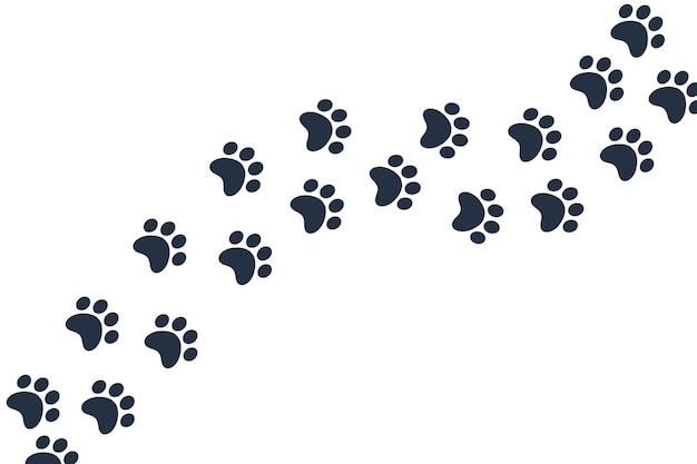 Vector vector paw prints cat dog puppy pet trace trail across screen