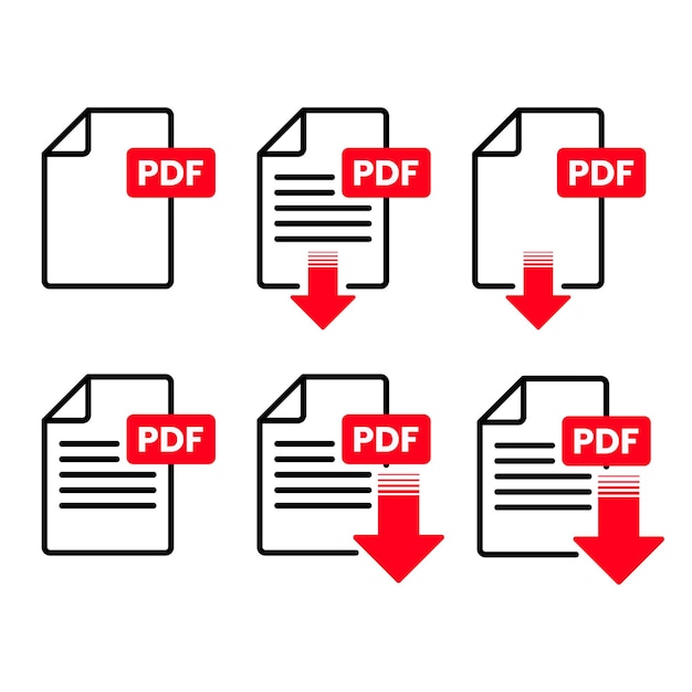 VECTOR Иконки формата файла PDF набор символов загрузки файла PDF Формат для текстов изображений векторных изображений